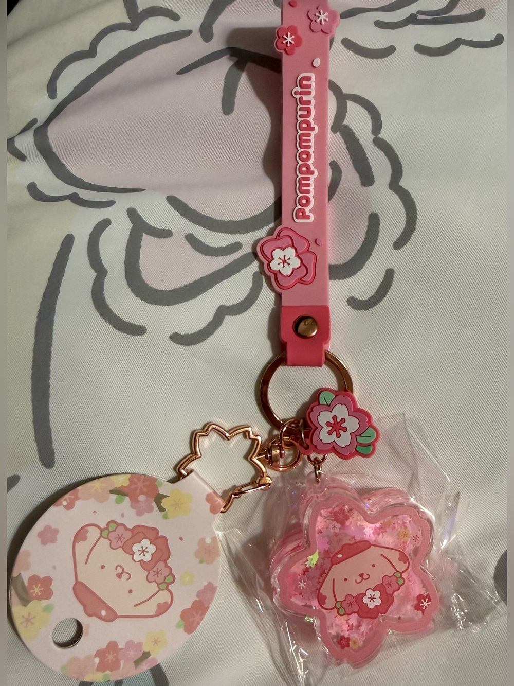🆕 Sanrio Pompompurin Pink Sakura Keychain